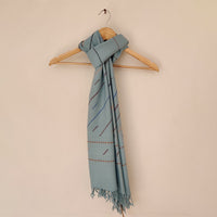 Sky Blue Multicolor Handwoven Merino Wool Stole