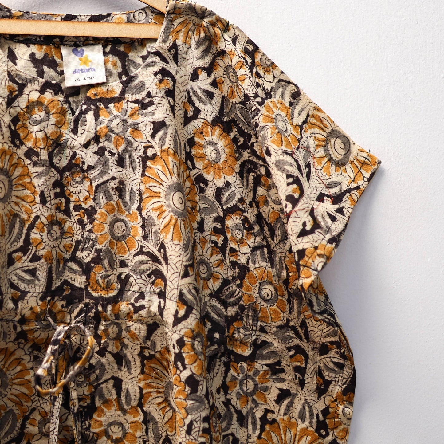 Black - kalamkari cotton kids kaftan (3-4 years) 55