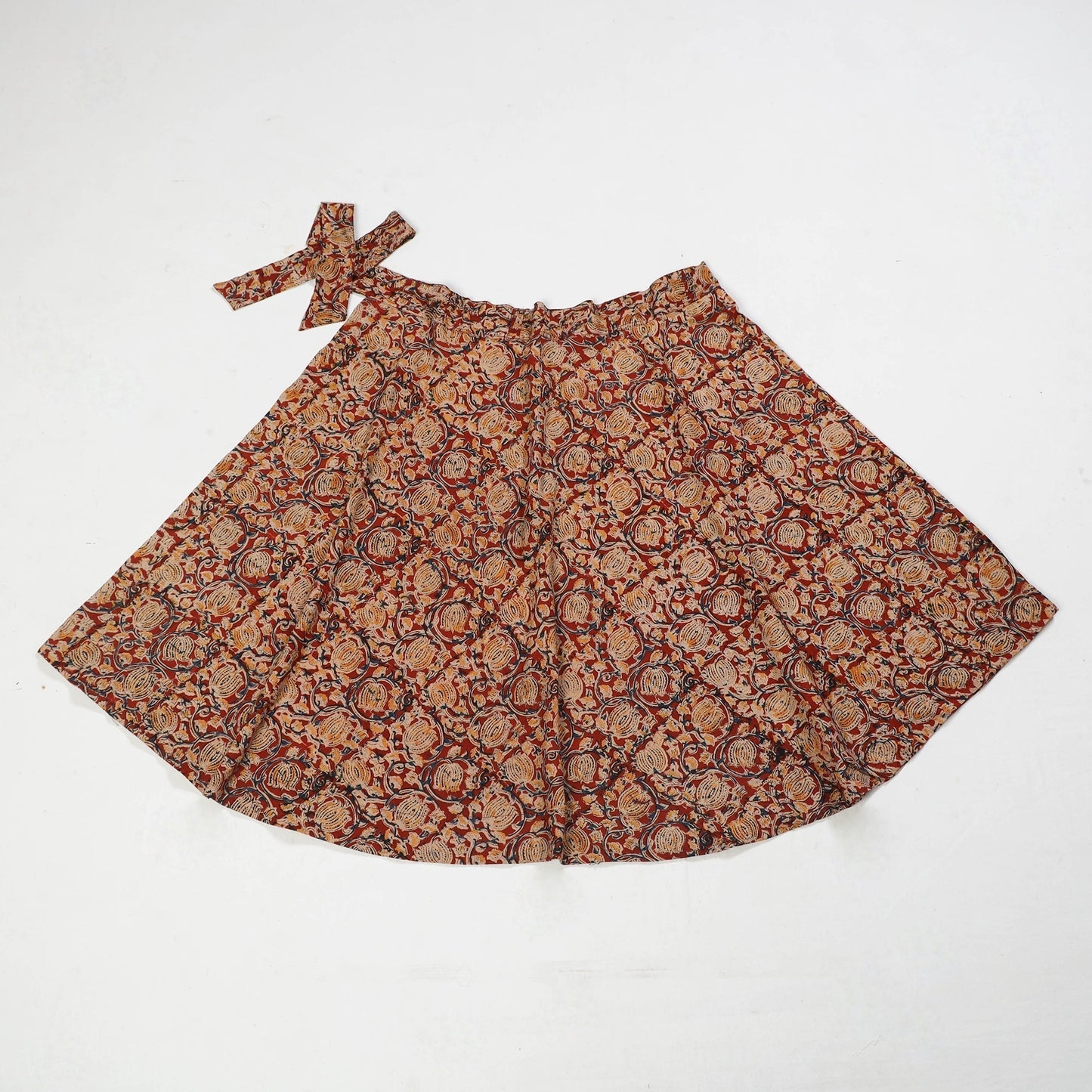  Block Printed Cotton Wrap Around kalamkari Skirt 