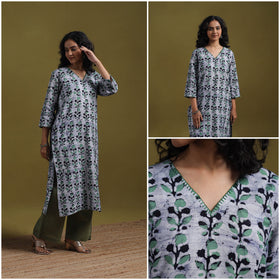 Cotton hand batik embroidered straight kurta for women 18