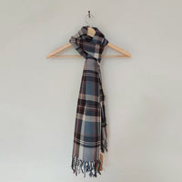 Multicolor - Blue Black Offwhite Handwoven Merino Wool Stole