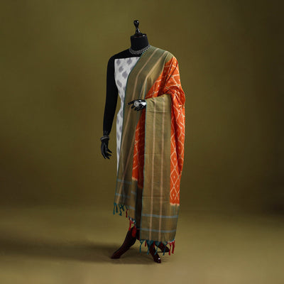Handloom mercerised cotton pochampally ikat dupatta 06