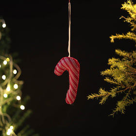 Candy Cane - Handcrafted Raffia Christmas Ornament