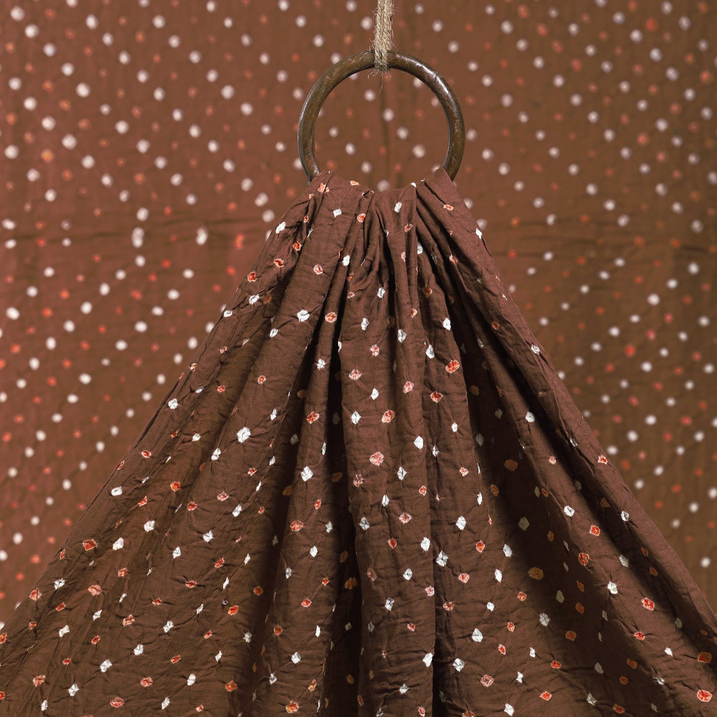 Caramel brown kutch bandhani tie-dye cotton fabric