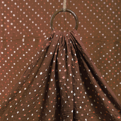 Caramel brown kutch bandhani tie-dye cotton fabric