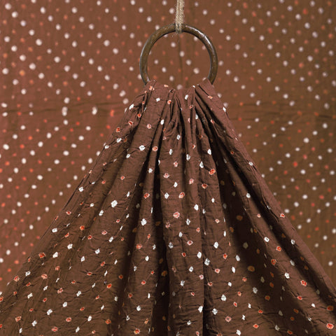 Caramel brown kutch bandhani tie-dye cotton fabric