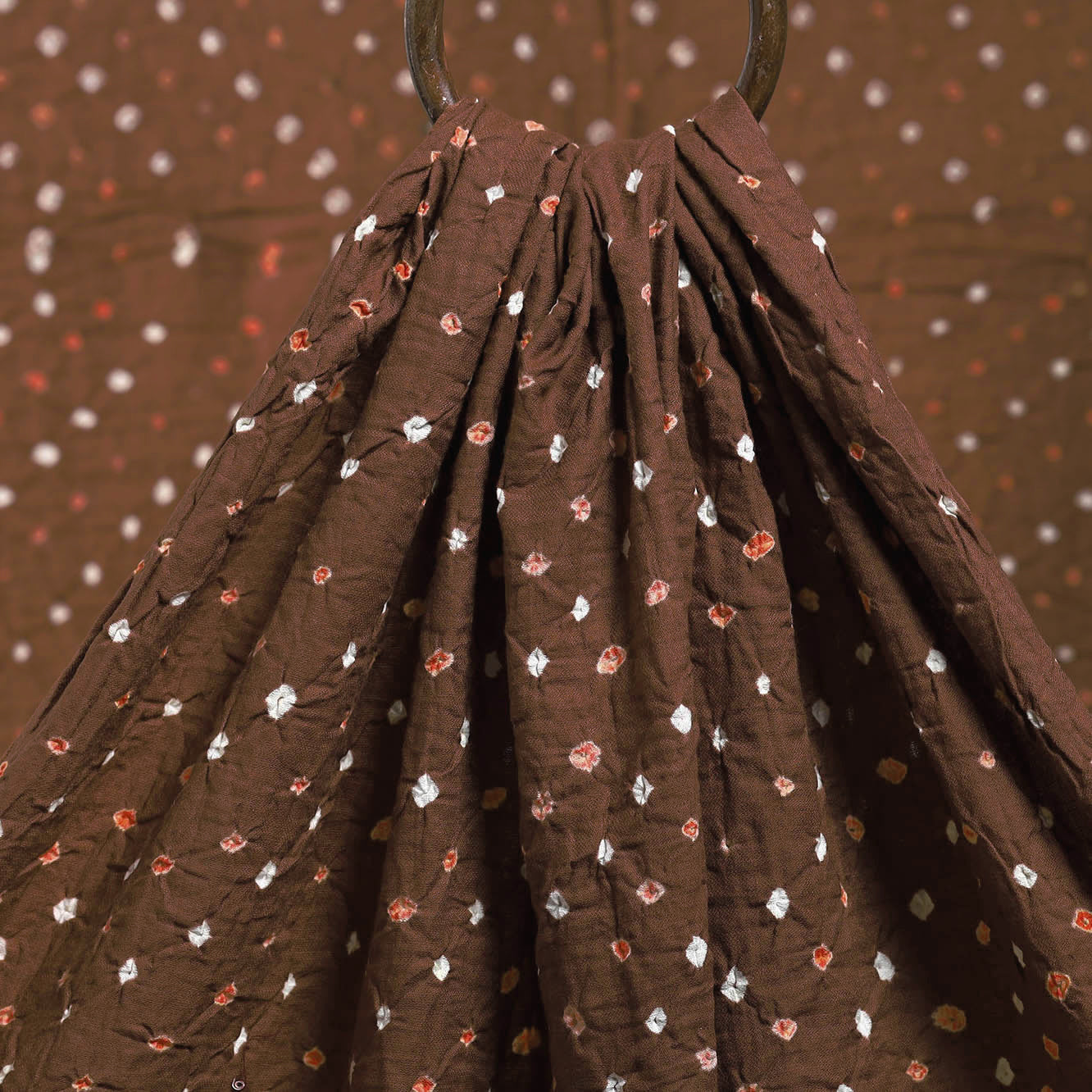 Caramel brown kutch bandhani tie-dye cotton fabric