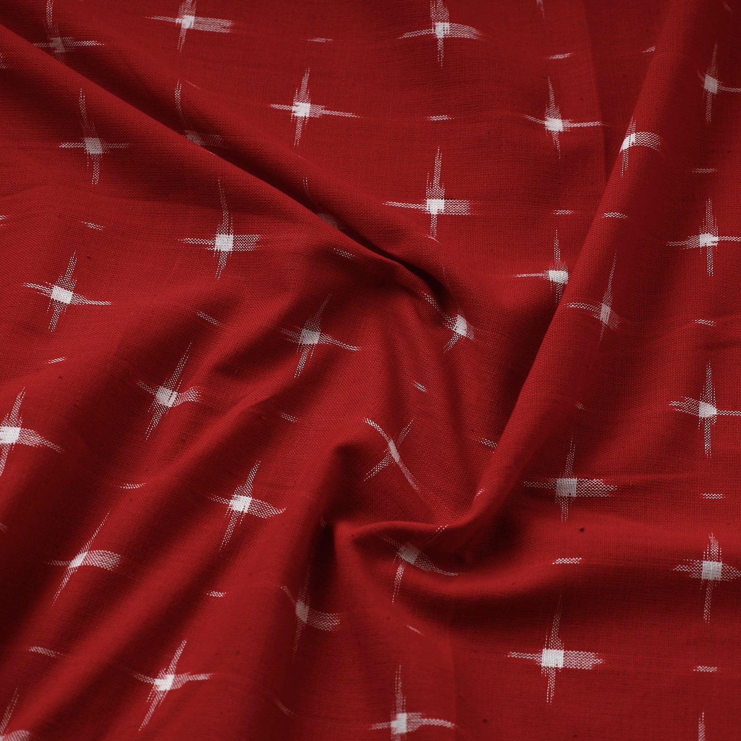  Red Pochampally Double Ikat Fabric Online in India