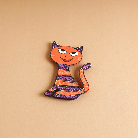  Cat - Abstract Pastel Handpainted Wooden Magnet 