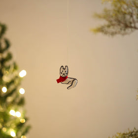 Shop Cat - Handmade Threadwork Stuffed Christmas Ornament
