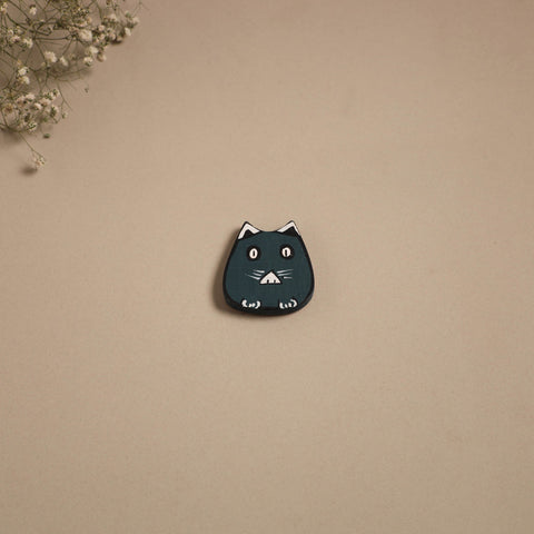 Cat - kerala mural handpainted bamboo fridge magnet 03