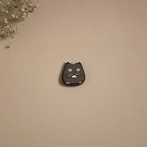 Cat - kerala mural handpainted bamboo fridge magnet 04