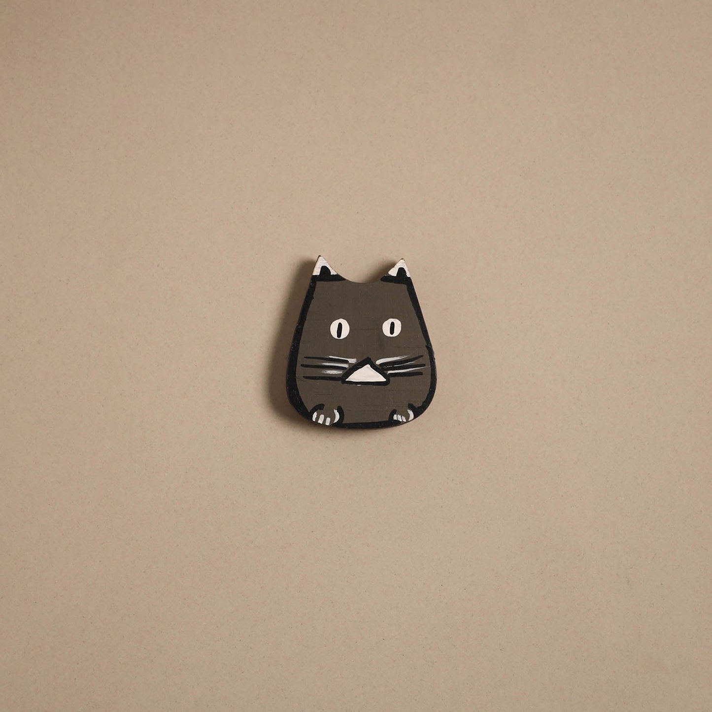 Cat - kerala mural handpainted bamboo fridge magnet 04