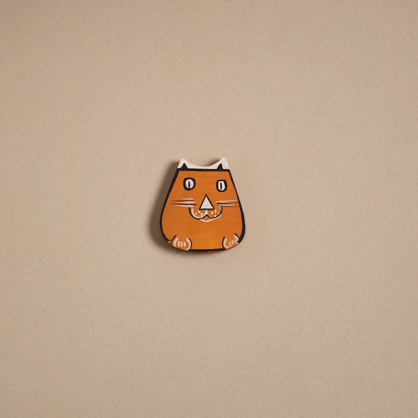 Cat - kerala mural handpainted bamboo fridge magnet 06