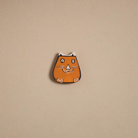 Cat - kerala mural handpainted bamboo fridge magnet 06