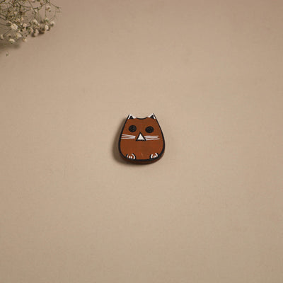 Cat - kerala mural handpainted bamboo fridge magnet 07