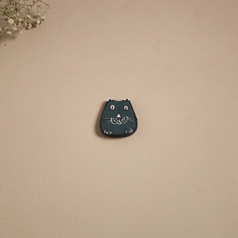 Cat - kerala mural handpainted bamboo fridge magnet 08