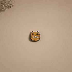 Cat - kerala mural handpainted bamboo fridge magnet 09