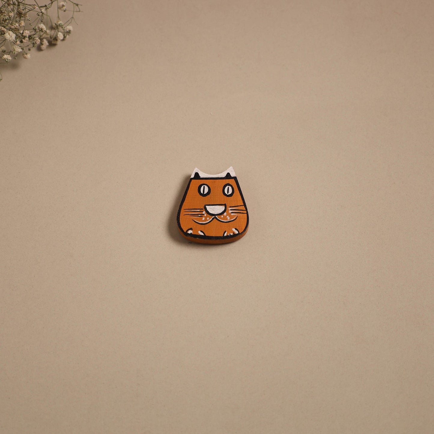 Cat - kerala mural handpainted bamboo fridge magnet 11