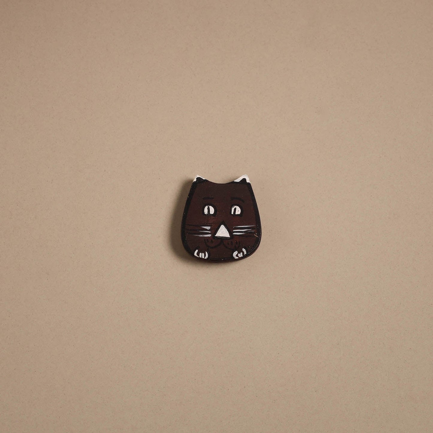 Cat - kerala mural handpainted bamboo fridge magnet 12