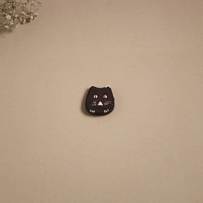 Cat - kerala mural handpainted bamboo fridge magnet 12