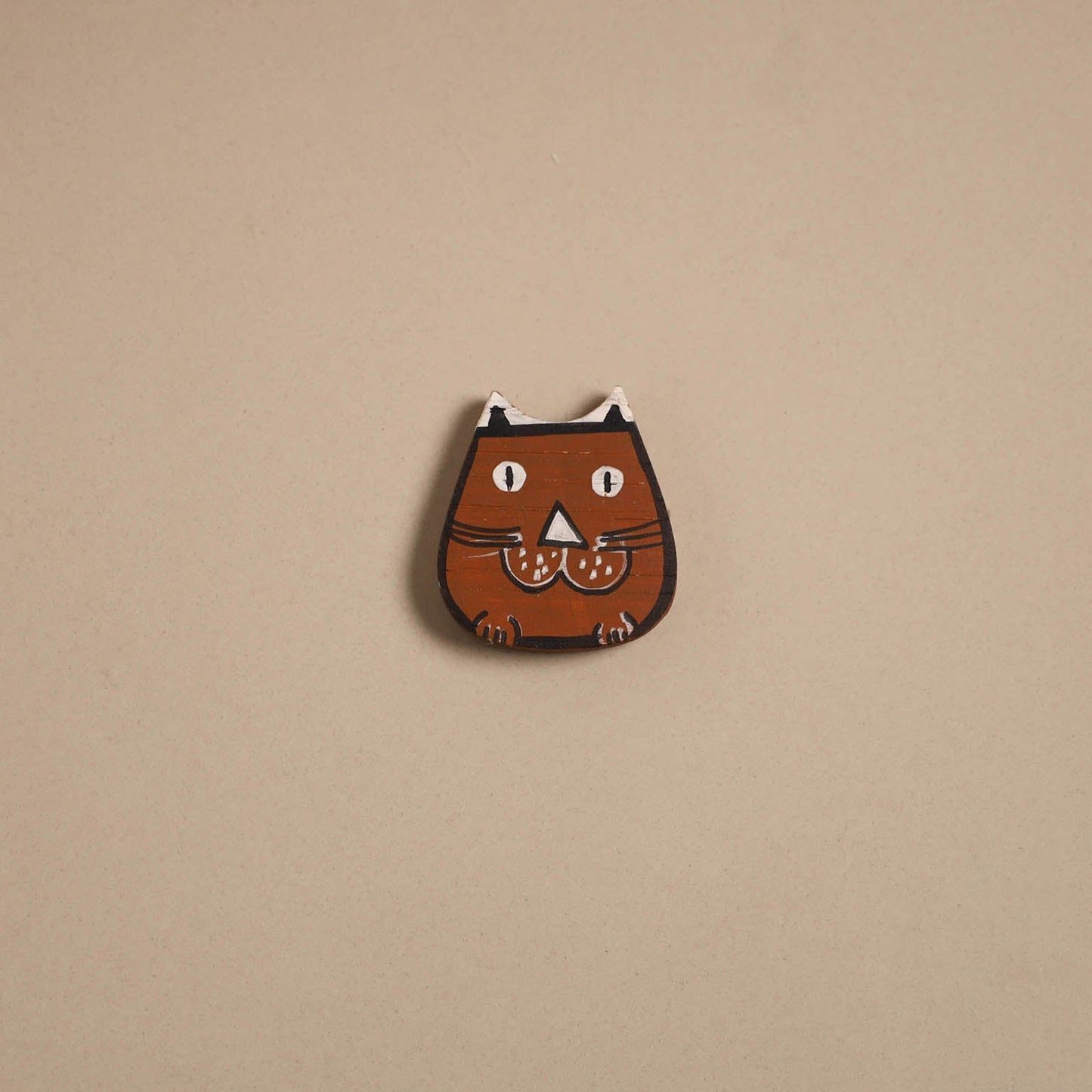 Cat - kerala mural handpainted bamboo fridge magnet 14