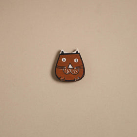 Cat - kerala mural handpainted bamboo fridge magnet 14