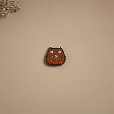 Cat - kerala mural handpainted bamboo fridge magnet 14