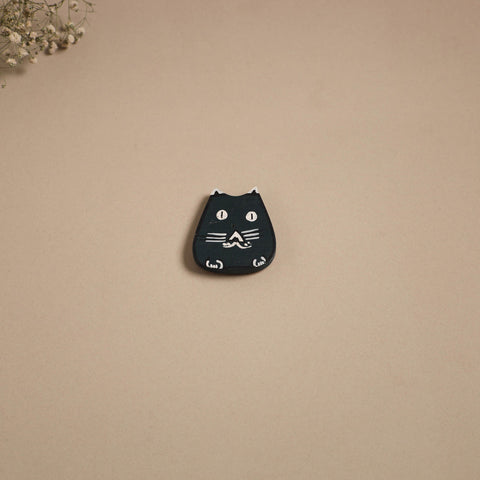 Cat - kerala mural handpainted bamboo fridge magnet 15