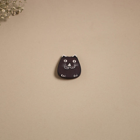 Cat - kerala mural handpainted bamboo fridge magnet 17