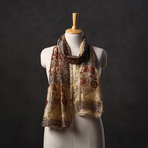 Natural dyed handloom chanderi silk pedana kalamkari stole