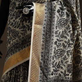Black - natural dyed pedana chanderi silk kalamkari saree