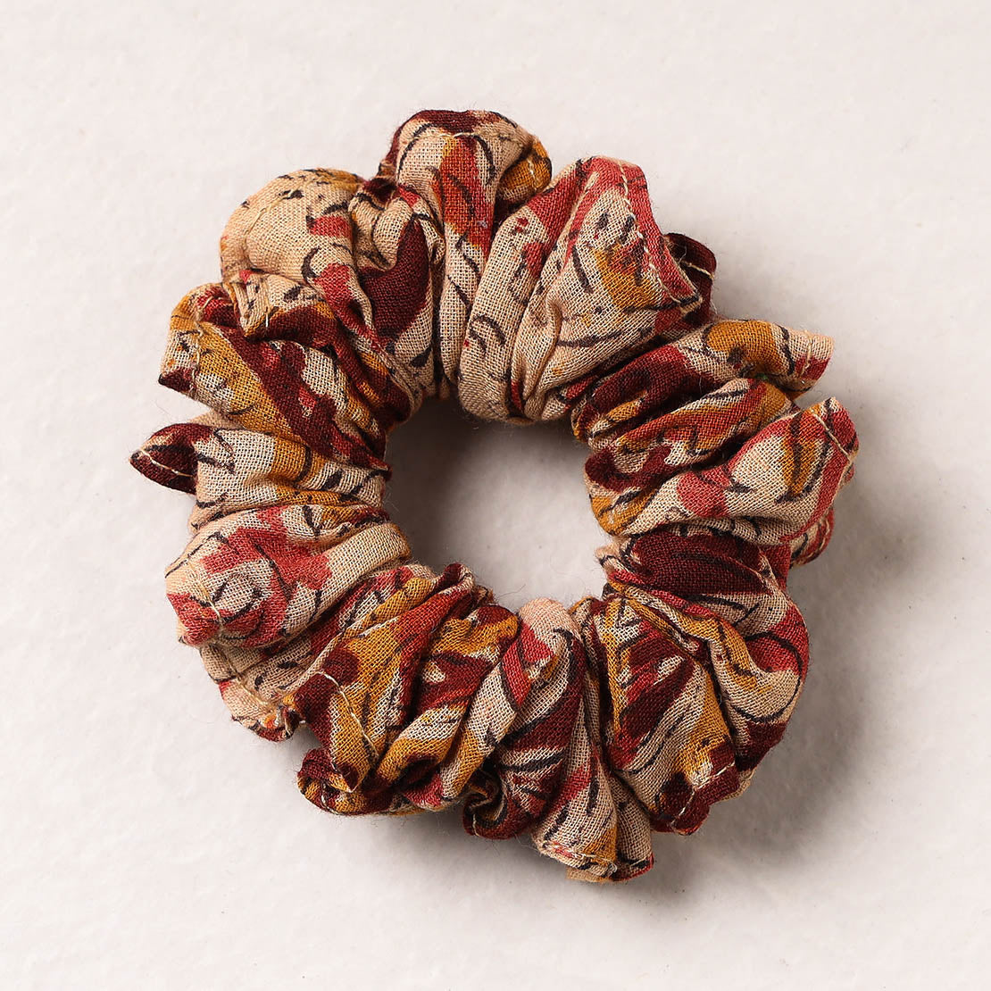   Kalamkari Block Printed Cotton Elastic Rubber Band/Scrunchie 