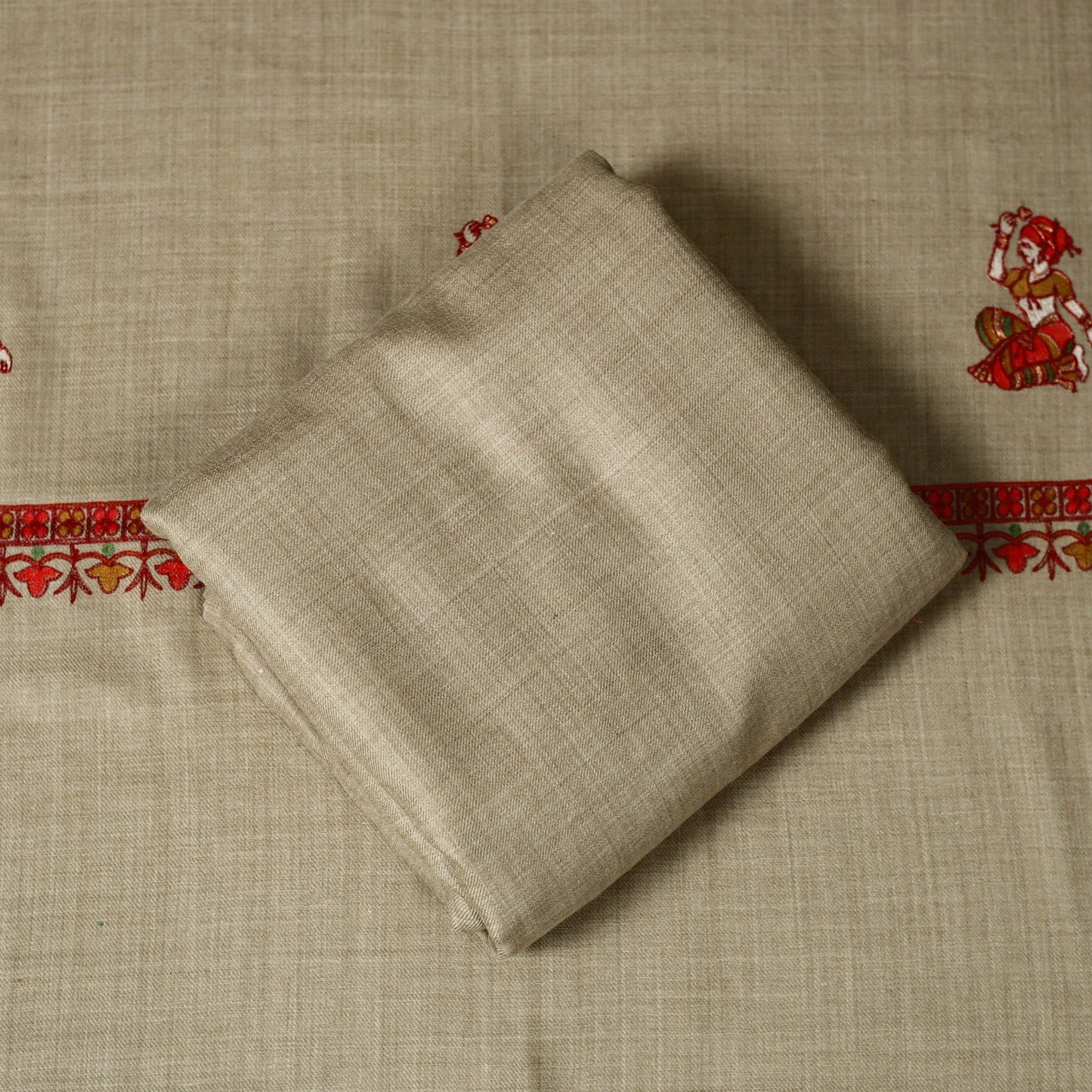 Chain stitch aari embroidered merino wool 3pc unstitched