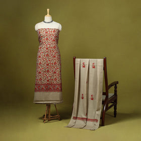 Chain stitch aari embroidered merino wool 3pc unstitched