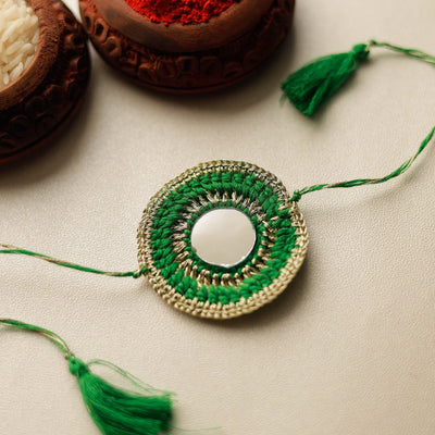 Chakra - Mirror & Crochet Work Rakhi by Abira Creations
