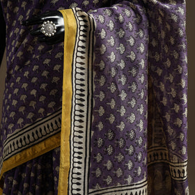 Chanderi silk hand bagru saree with zari border 07