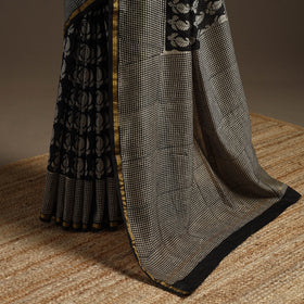 Chanderi silk hand bagru saree with zari border 08