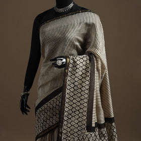 Chanderi silk hand bagru saree with zari border 09