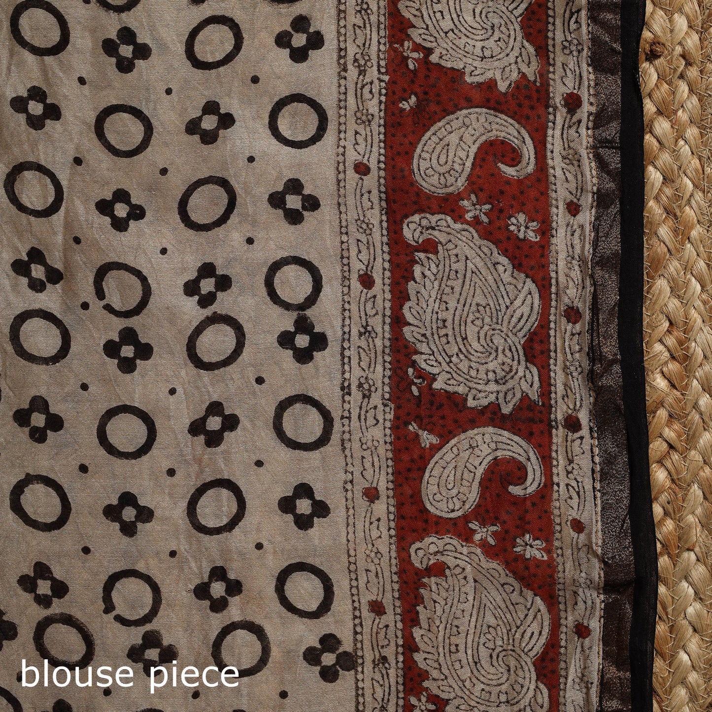 Chanderi silk hand bagru saree with zari border 11