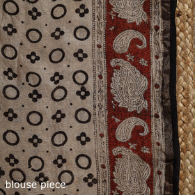 Chanderi silk hand bagru saree with zari border 11