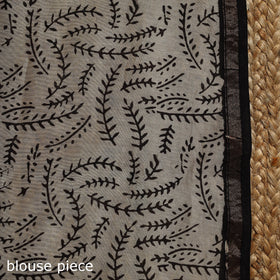 Chanderi silk hand bagru saree with zari border 13