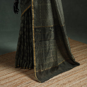 Chanderi silk hand block batik print saree 73 - handcrafted