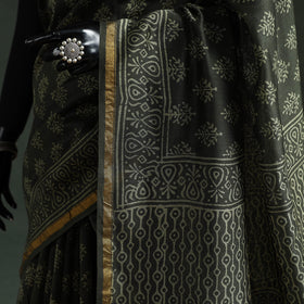 Chanderi silk hand block batik print saree 73 - handcrafted