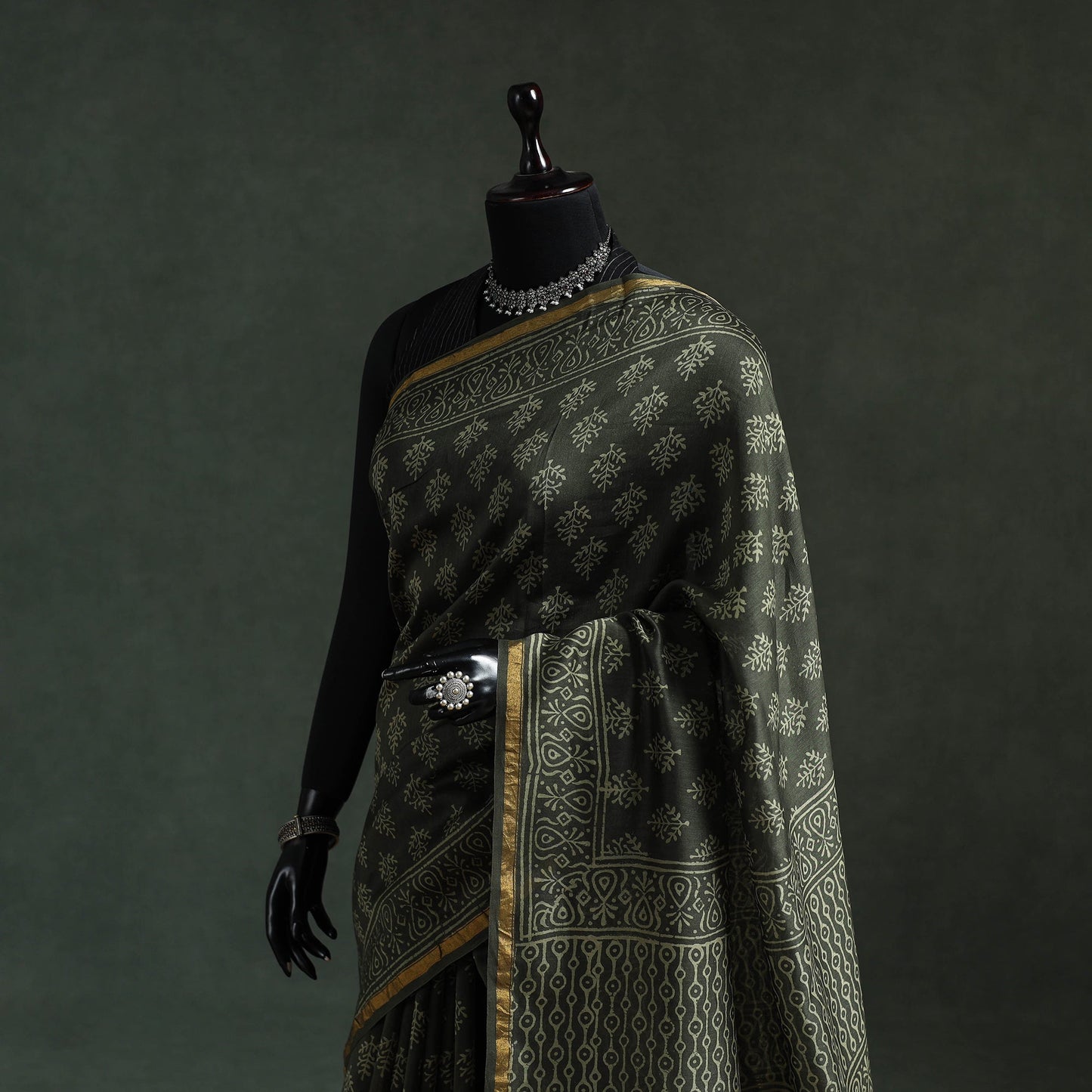 Chanderi silk hand block batik print saree 73 - handcrafted