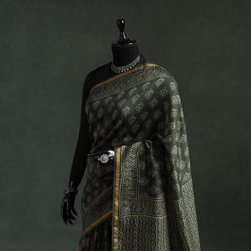 Chanderi silk hand block batik print saree 73 - handcrafted