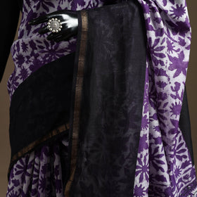 Chanderi silk hand sanganeri saree with zari border 01