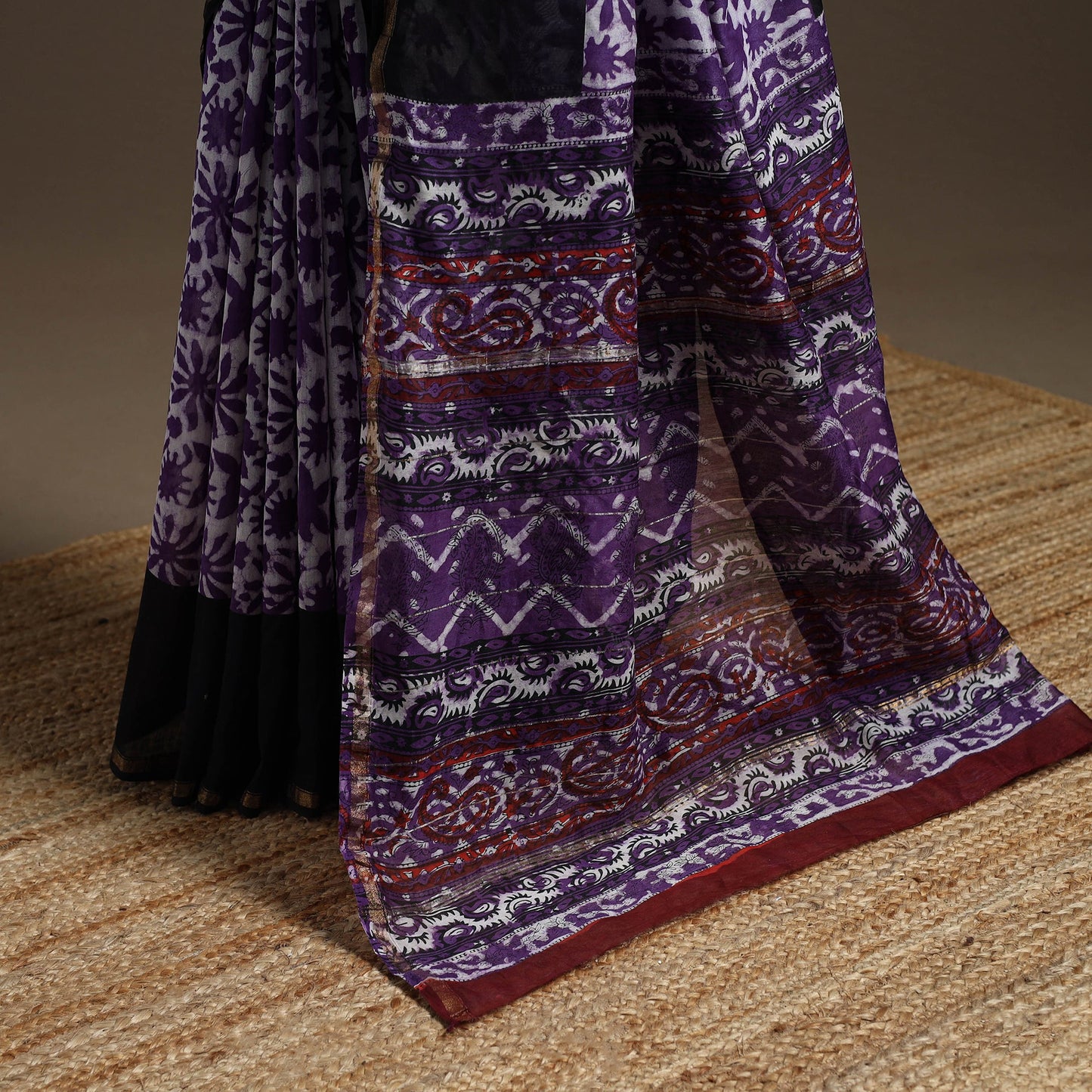 Chanderi silk hand sanganeri saree with zari border 01