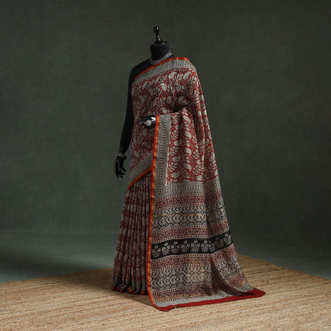 Chanderi silk natural dyed hand block dabu bagru print