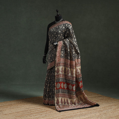 Chanderi silk natural dyed hand block dabu bagru print